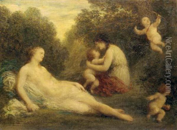 Venus Et Les Amours Oil Painting - Ignace Henri Jean Fantin-Latour