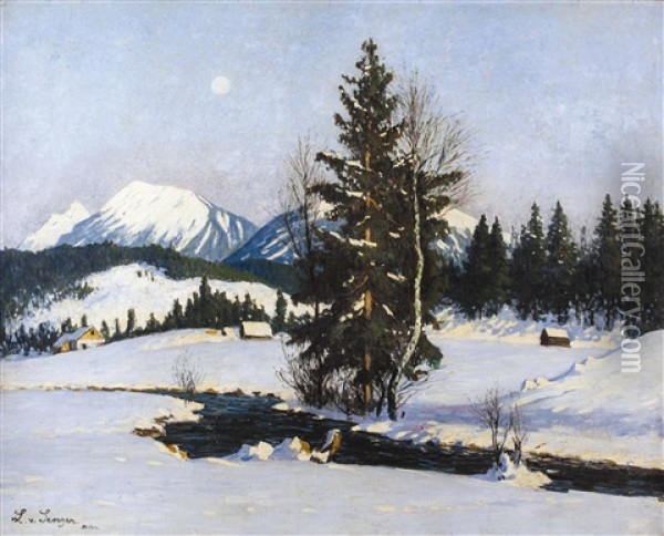 Winterliche Berglandschaft Oil Painting - Ludwig Von Senger