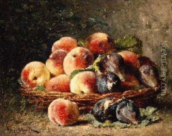 A Basket With Peaches And Figs Oil Painting - Eugene Claude