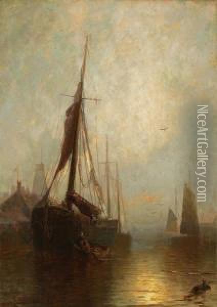 Ships In Port Oil Painting - George Herbert McCord