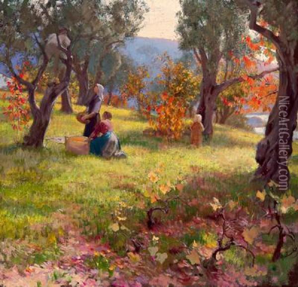 Raccolta Della Frutta Oil Painting - Alois Hans Schramm