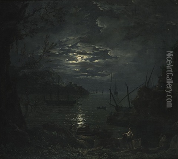 Marine Au Clair De Lune Oil Painting - Jean Henry d' Arles