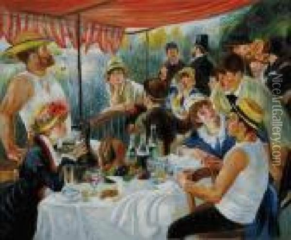 Luncheon Of The Boating Party Oil Painting - Pierre Auguste Renoir