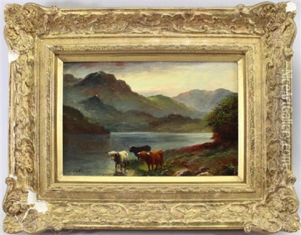 Highland Cattle Oil Painting - William T. McGee