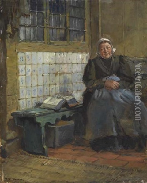 Nachdenkende Alte Frau Oil Painting - Max Gaisser