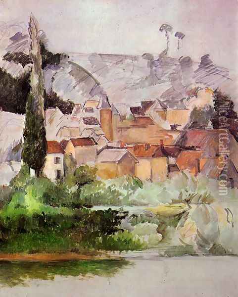 Medan Chateau And Village Oil Painting - Paul Cezanne