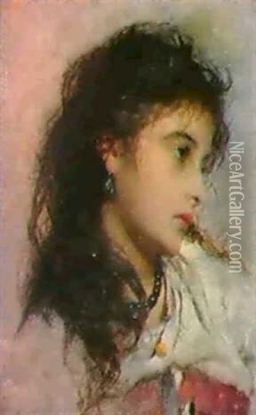 A Gypsy Child Oil Painting - George Elgar Hicks