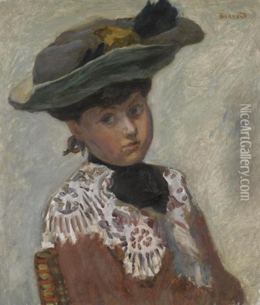 Portrait De Jeune Femme Or Le Chapeau Oil Painting - Pierre Bonnard