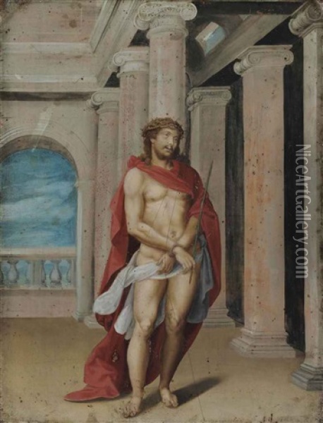 Christ Crowned With Thorns Oil Painting - Giovanni Battista Castello