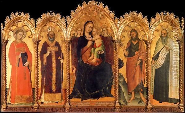 Madonna and Child with Saints Oil Painting - Andrea Bonaiuti da Da Firenze