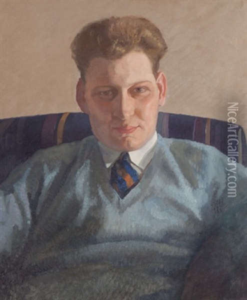 Portrait Of Hedley Marston Oil Painting - Elioth Gruner