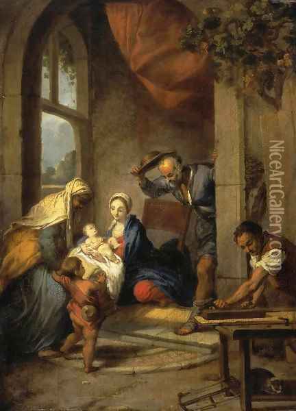 Holy Family Oil Painting - Nicolas Vleughels