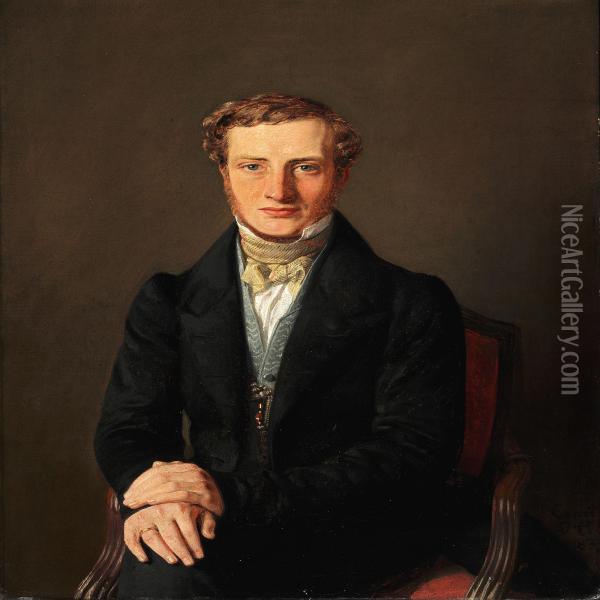 Portrait Of Theologian And Historian Frederik Hammerich Oil Painting - Constantin Hansen