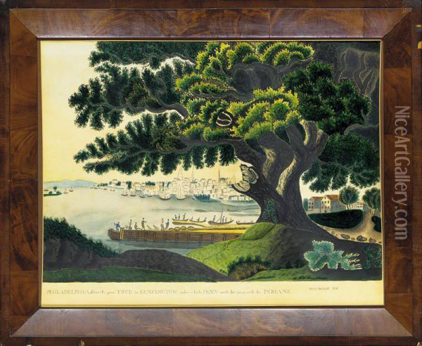 Philadelphia, From The Great Tree In Kensington, Under Which Penn Made His Treaty With The Indians Oil Painting - Mary D. Gault
