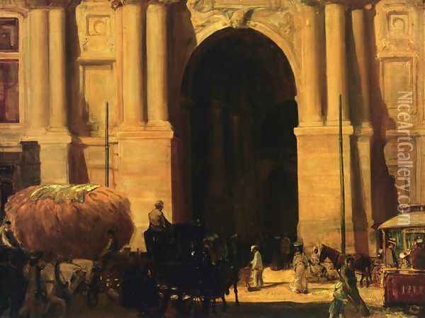 East Entrance, City Hall, Philadelphia Oil Painting - John Sloan