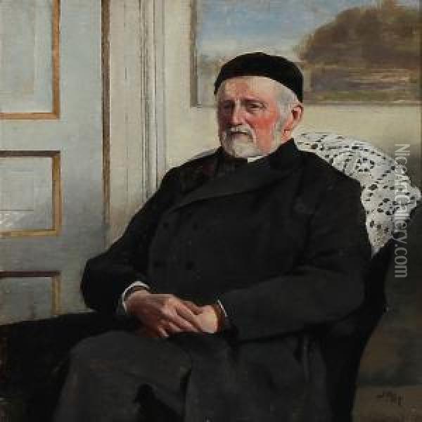 Portrait Of The Danish Painter E.rasmussen Eilersen Oil Painting - Johannes Ottesen