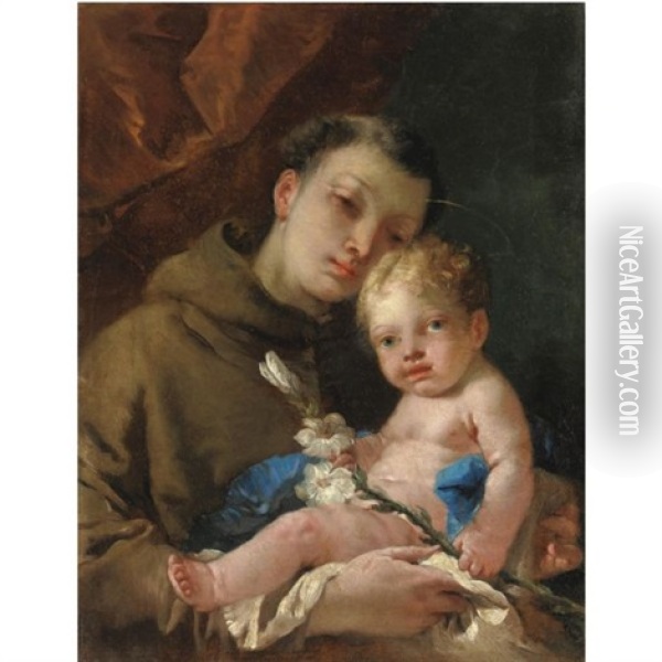 Sant'antonio Da Padova Col Bambino Oil Painting - Francesco Zugno the Younger