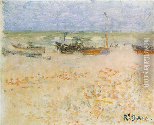 Fishing Boats Beached At Dieppe Oil Painting - Walter Sickert