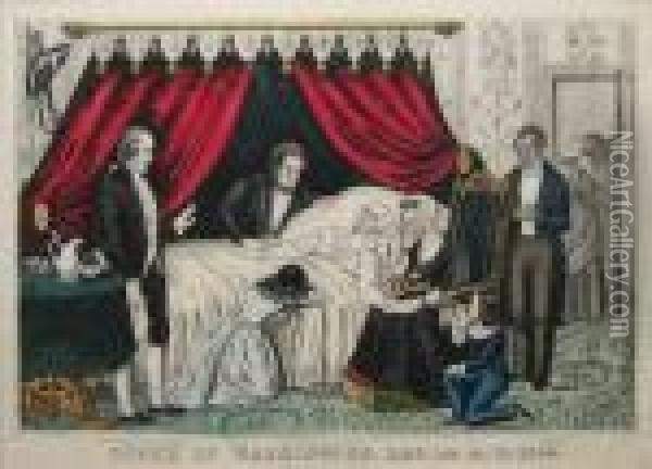 Death Of Washington 14 A.d. 1799 Oil Painting - Currier & Ives Publishers