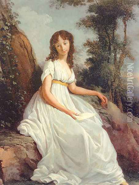Girl with Letter 1797 Oil Painting - Teodoro Mattieni
