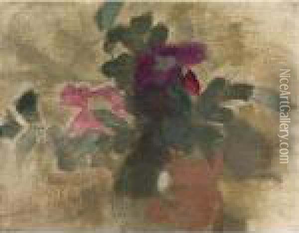 Rosor; Zigenarkvinna / Ruusuja; Mustalaisnainen (roses Oil Painting - Helene Schjerfbeck
