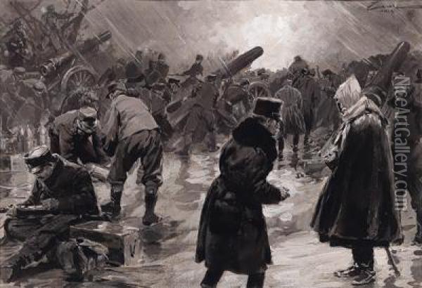 Artilleriestellung In Den Karpathen Oil Painting - Wilhelm Gause