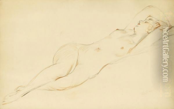 Sleeping Nude Oil Painting - Paul Cesar Helleu