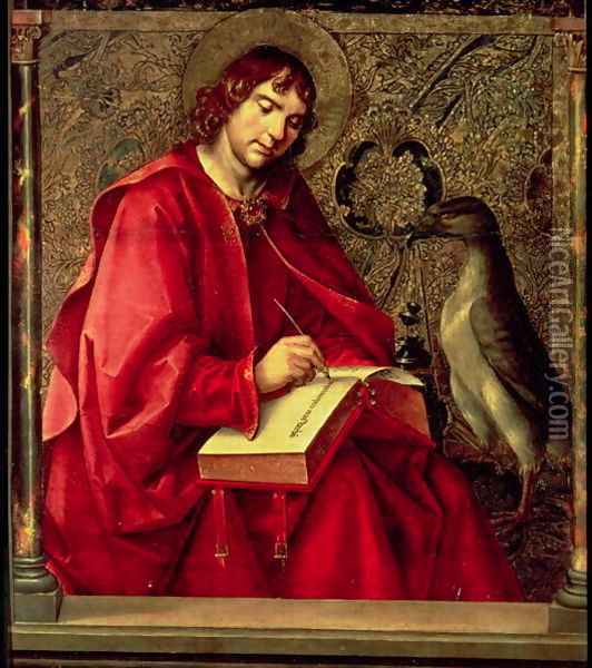 St John the Evangelist from the St Thomas altarpiece Oil Painting - P. Joos van Gent and Berruguete
