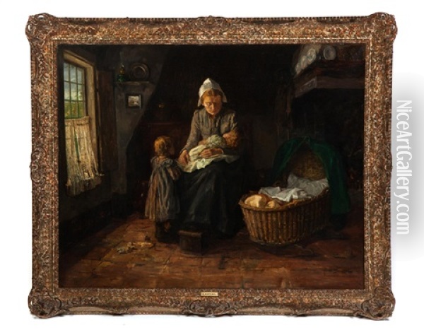 Maternal Cares Oil Painting - Cornelis Koppenol