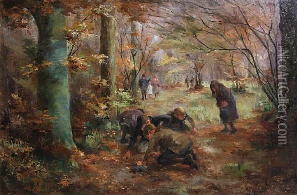 Gathering Chestnuts Oil Painting - Leo Arden