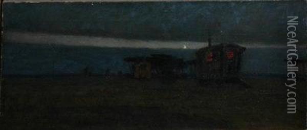 Moonlit Caravans. Oil Painting - Louis Monro Grier