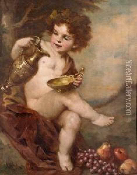 Putto Oil Painting - Gyula Eder