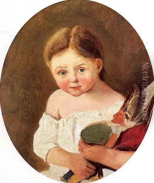 The Youngest Daughter of M. Edouard Delalain, c.1845-50 Oil Painting - Jean-Baptiste-Camille Corot