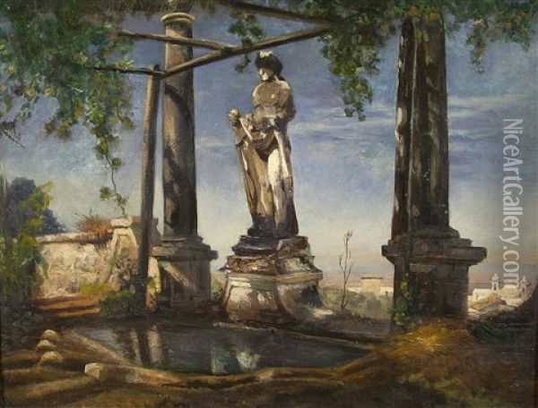 Brunnenanlage In Italien Oil Painting - Oswald Achenbach
