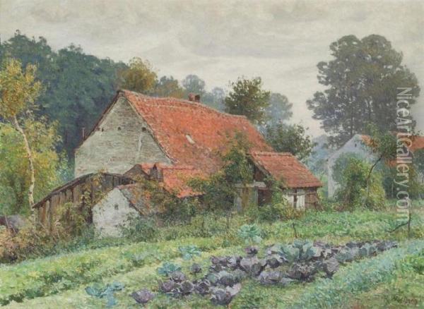Cabbage Field Near The Farmhouse Oil Painting - Rodolphe Paul Wytsman
