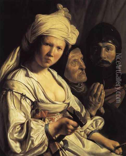 Jael, Deborah and Barak 1635 Oil Painting - Salomon de Bray