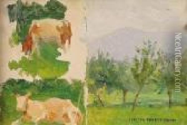 Etude De Vaches Et De Paysage Oil Painting - Ernest Quost