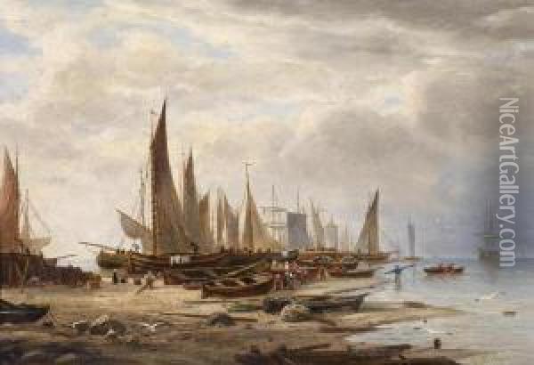 Segelboote An Der Kuste Oil Painting - Louis Karl Aug. Preller