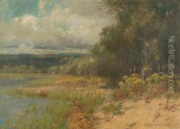 A River Landscape, Possibly The Vale Of Glamorgan Oil Painting - Parker Hagarty