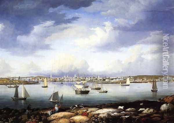 Gloucester from Rocky Neck Oil Painting - Fitz Hugh Lane