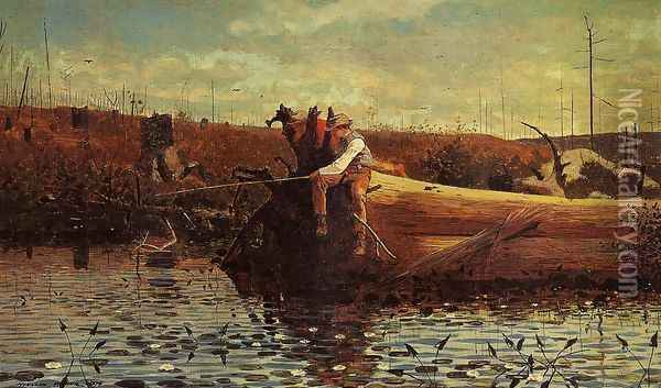 Waiting for a Bite Oil Painting - Winslow Homer