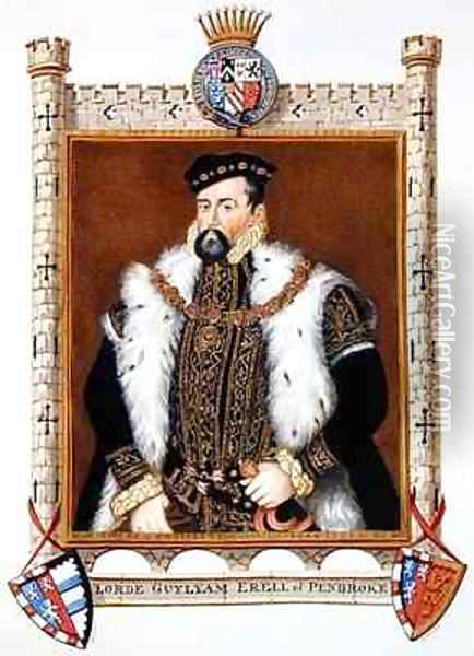 Portrait of William Herbert 1st Earl of Pembroke from Memoirs of the Court of Queen Elizabeth Oil Painting - Sarah Countess of Essex