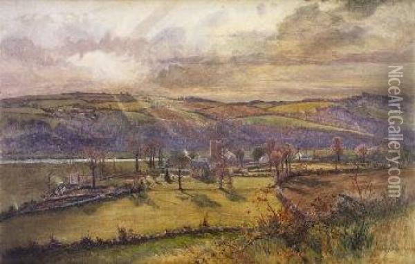 Extensive River Landscape Oil Painting - James A.H. Jameson