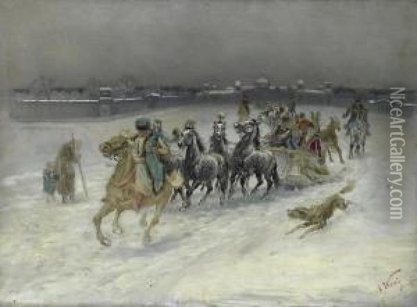 Ice Skating Oil Painting - Karl Bodganovich Venig