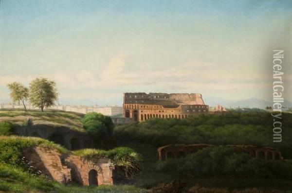 Veduta Della Valle Del Colosseo Oil Painting - Jean Achille Benouville