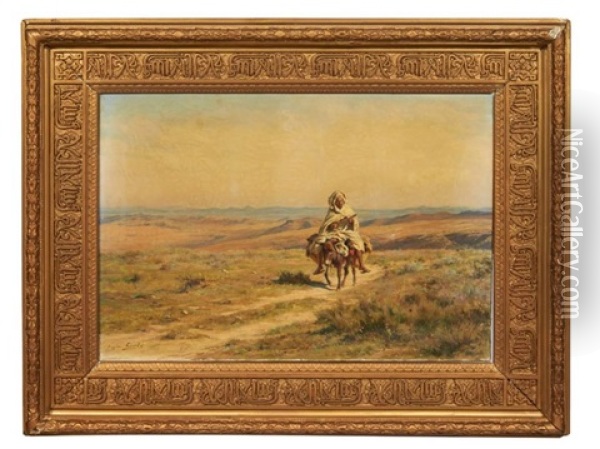 Le Joueur De Cithare Sur Sa Mule Oil Painting - Eugene Alexis Girardet