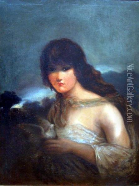 Girl Holding A Dove Oil Painting - Carl von Marr