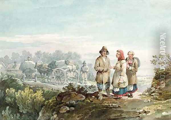 Russian Peasants Oil Painting - Carl Ivanovitch Kollmann