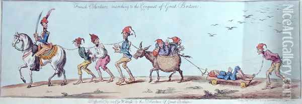 French Volunteers marching to the Conquest of Great Britain, etched by James Gillray 1757-1815 published by Hannah Humphrey in 1803 Oil Painting - Charles Lorraine Smith