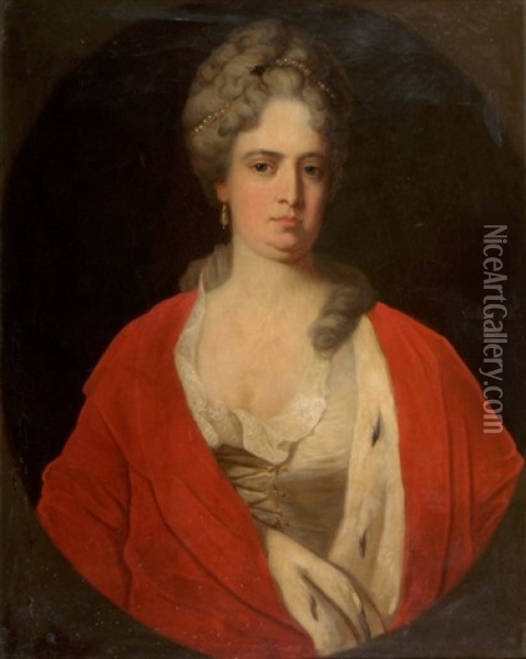 Portrat Einer Adeligen In Historischem Kostum Oil Painting - Karoly Jacobey